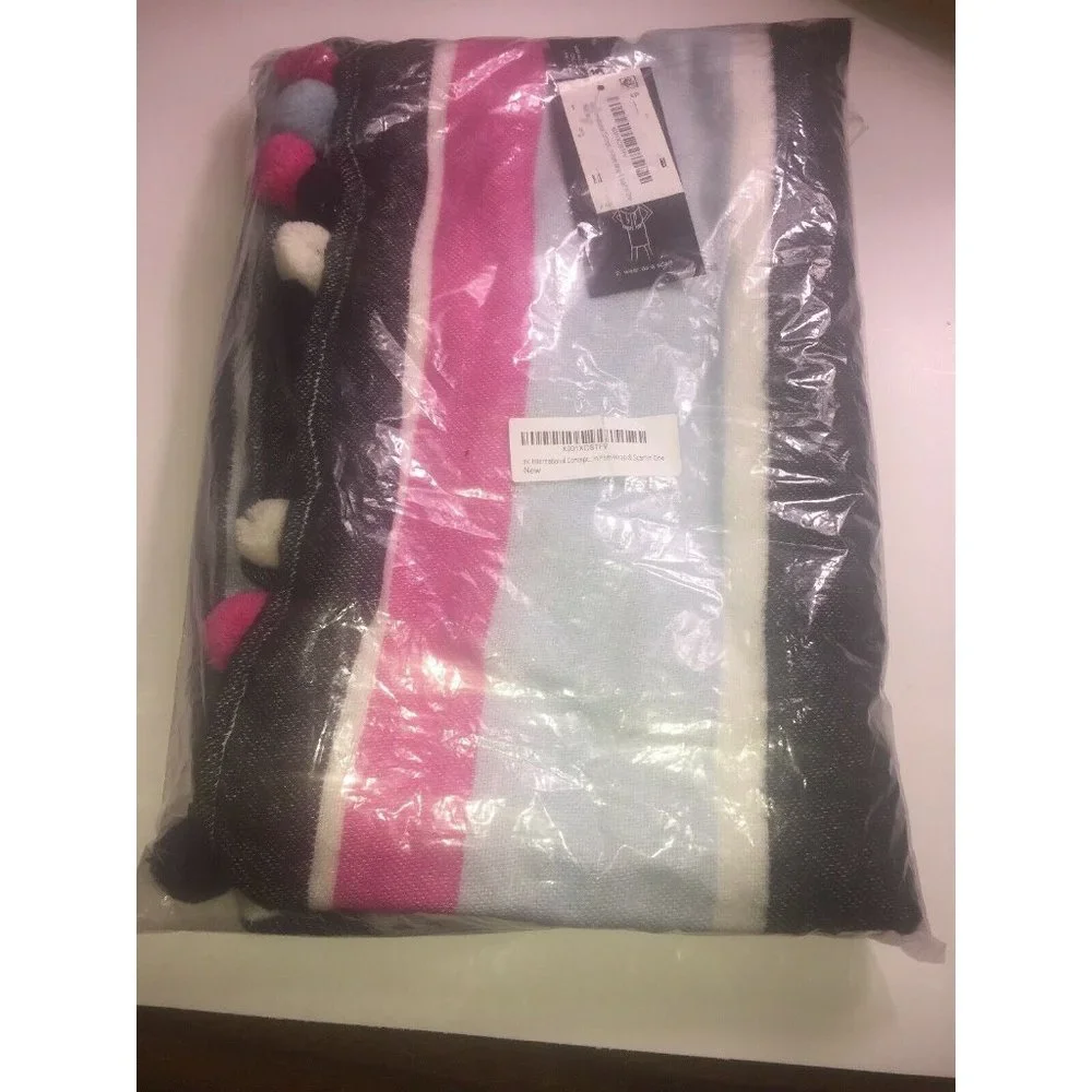 Inc International Concepts Striped Pom Pom Wrap & Scarf